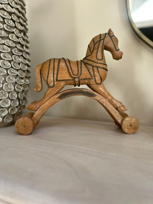 vintage wood & brass rocking horse styling