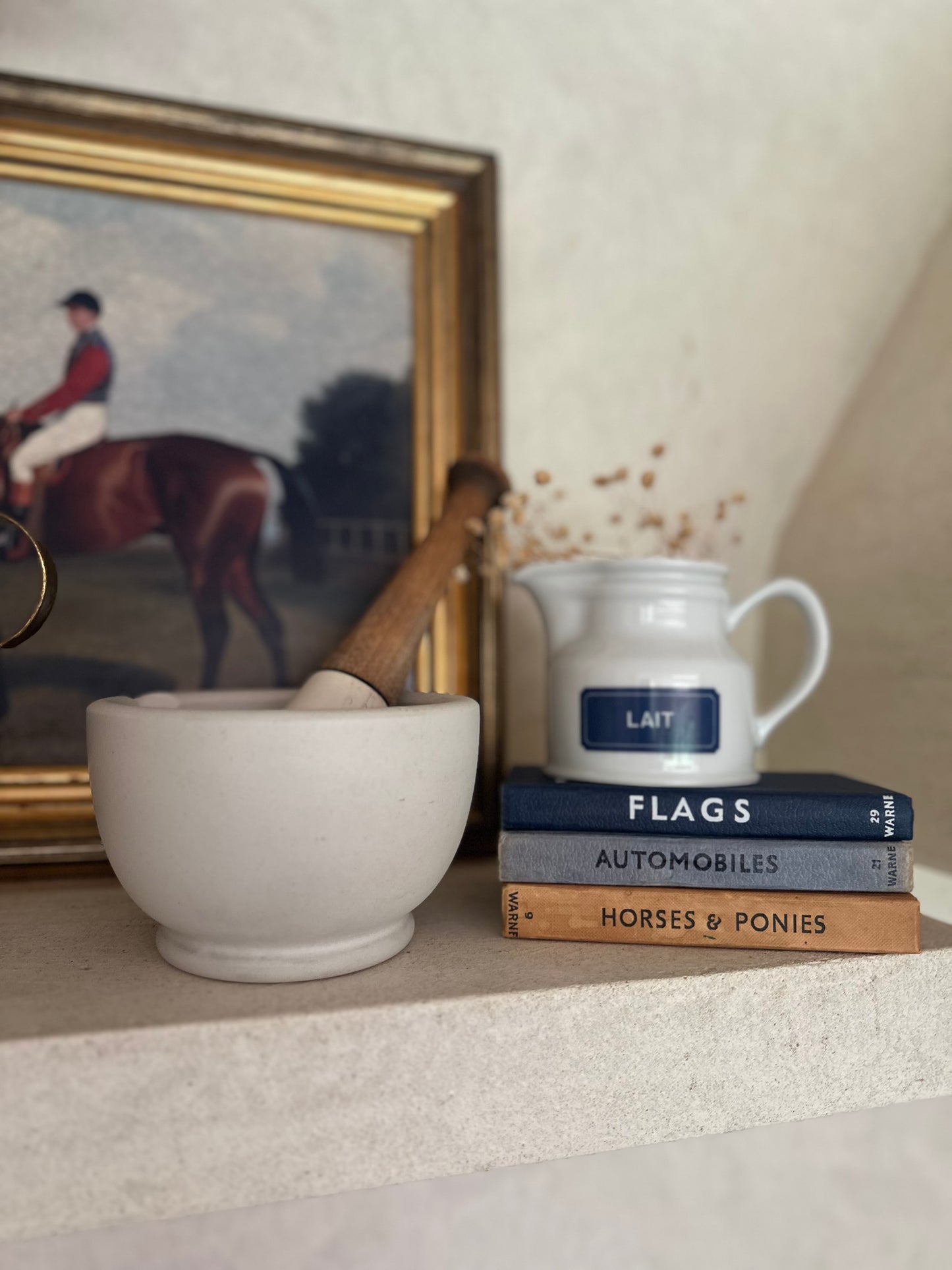 Vintage French milk jug blue & white