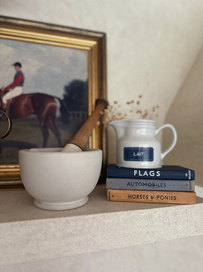 Vintage French milk jug blue & white