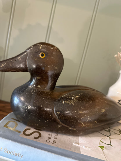 Dark wood vintage decoy duck