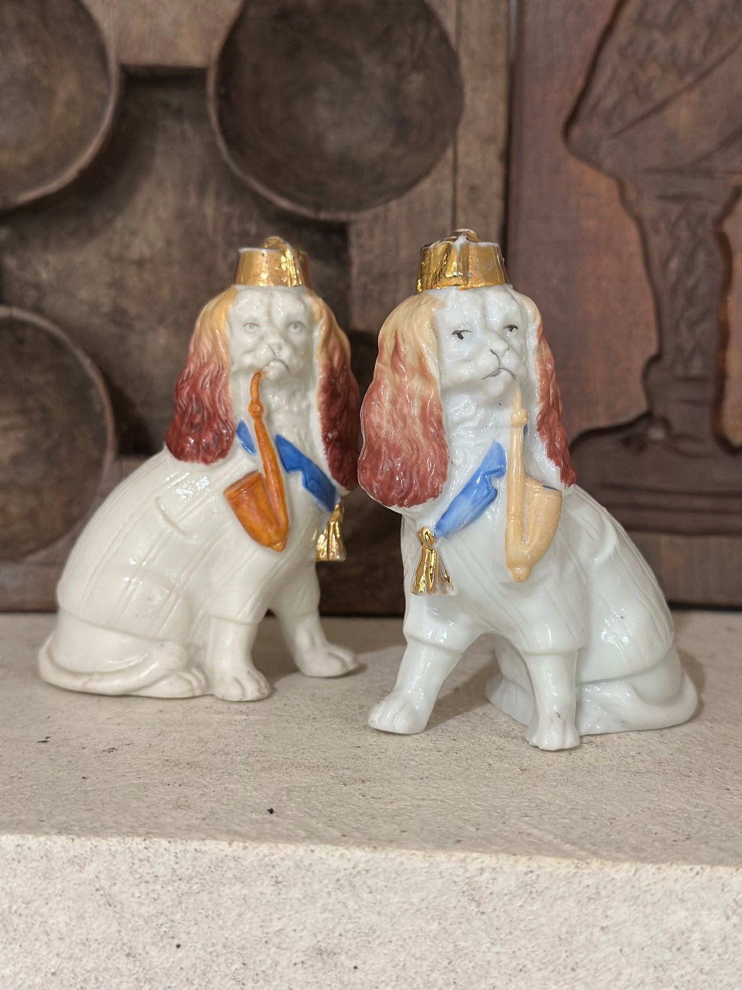 Pair of Rare wally dogs with pipe & fez hat