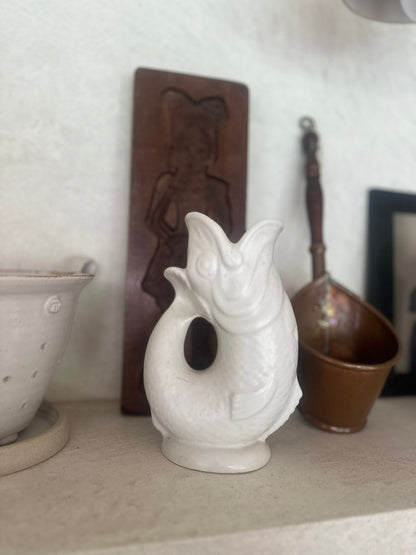 Dartmouth pottery vintage glug jug fish white