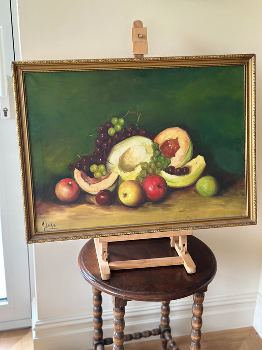 Vintage wall art acrylic on canvas signed framed - fruit still life