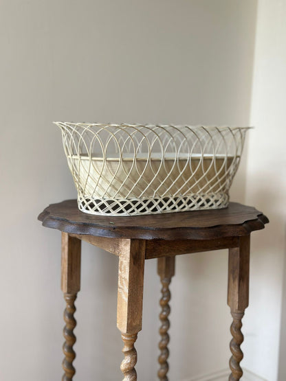 Vintage French wire cream chippy planter large