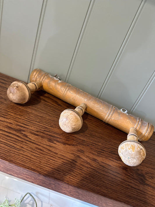 French triple hook dressing gown hooks bamboo