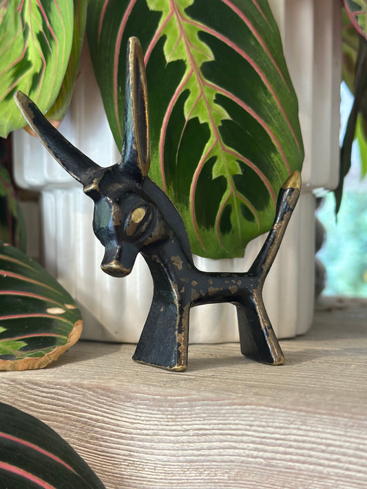 Style of Walter Bosse Brass Donkey Figurine Mid-Century Design 1950s