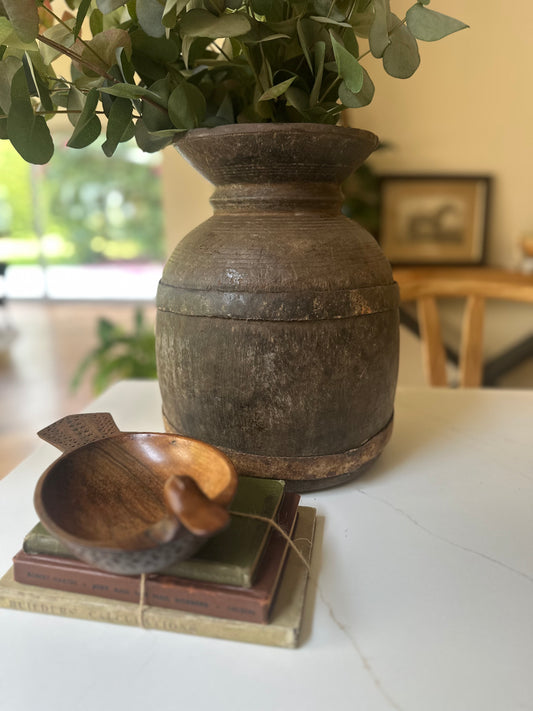 Vintage Ethiopian large water carrier wooden wabi sabi