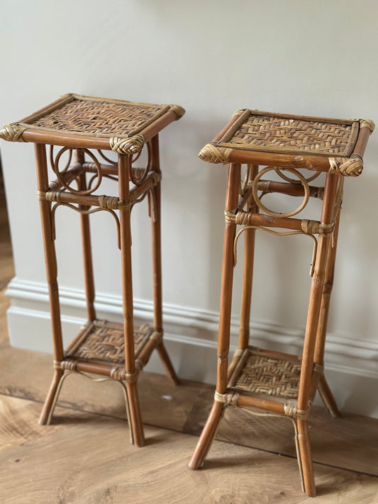 Vintage rattan plant stand