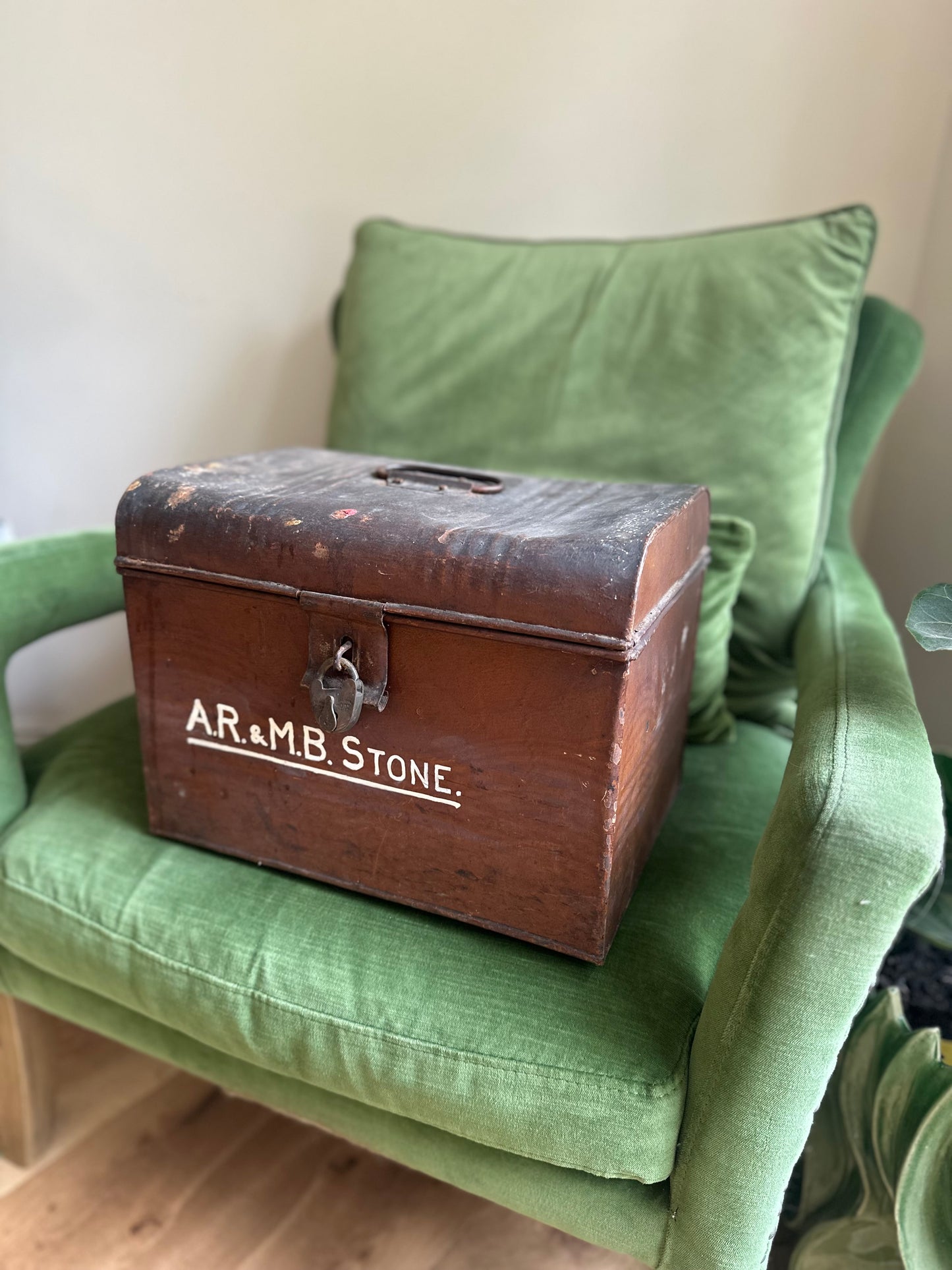 Rustic trunk possessions box locked Vintage
