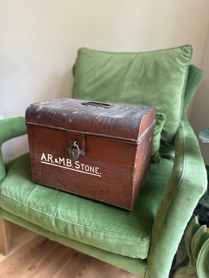 Rustic trunk possessions box locked Vintage
