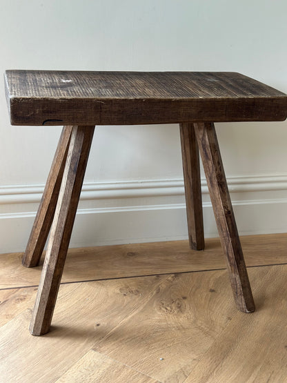 Reclaimed dark wood large hall bench stool