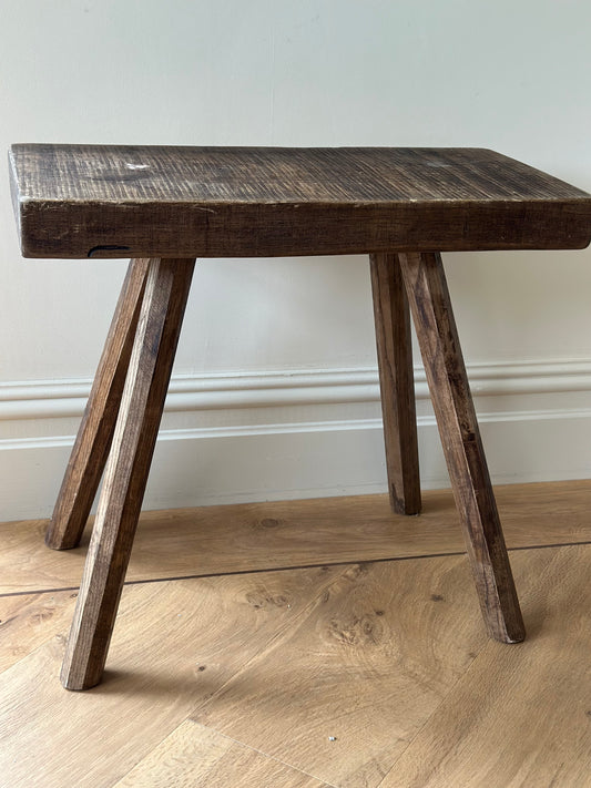 Reclaimed dark wood large hall bench stool