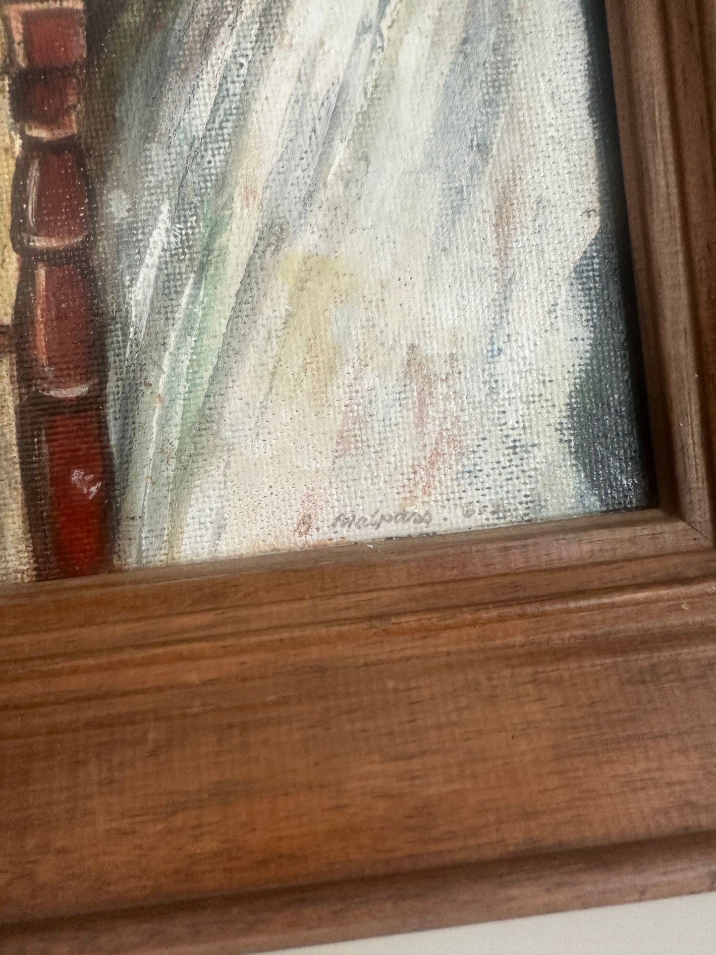 Vintage oil on board priest painting signed framed