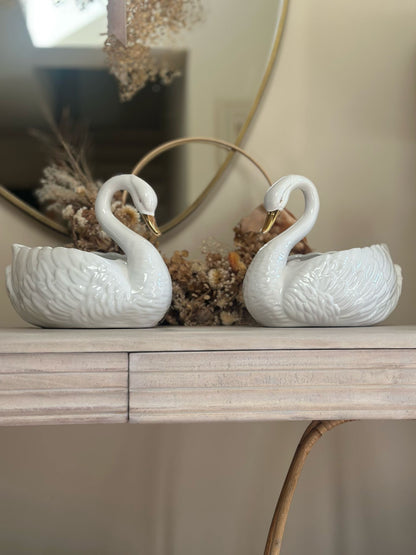 pair of swan 🦢 planters porcelain 1960’s