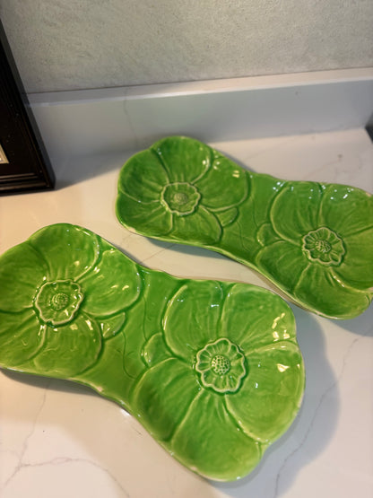 Vintage French Cabbage style serving platters