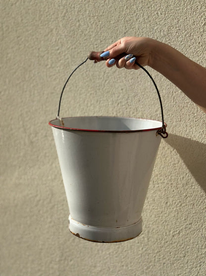 French enamel bucket - planter herbs 🪴