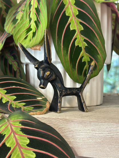Style of Walter Bosse Brass Donkey Figurine Mid-Century Design 1950s
