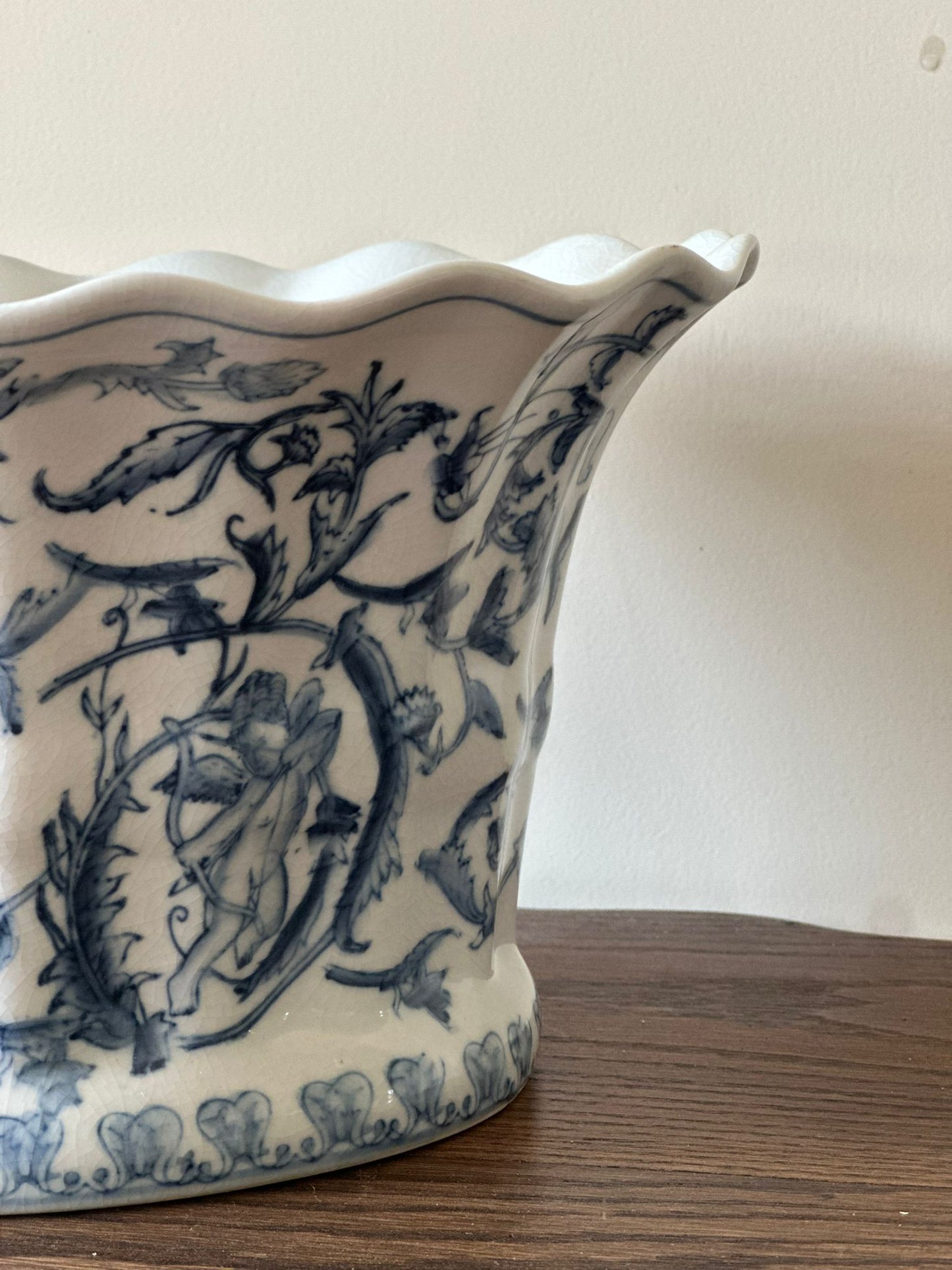 jardinière scallop top large vintage planter vase French