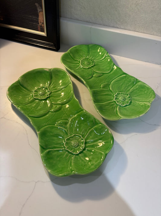 Vintage French Cabbage style serving platters