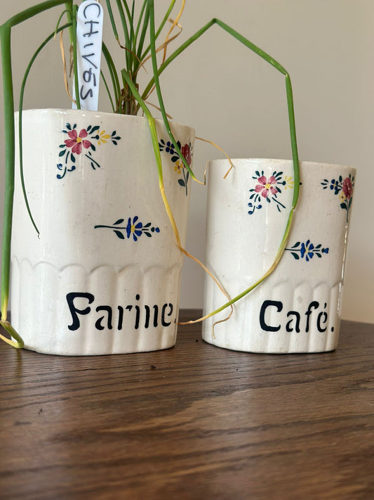 2 x French vintage canister cottagecore herb styling