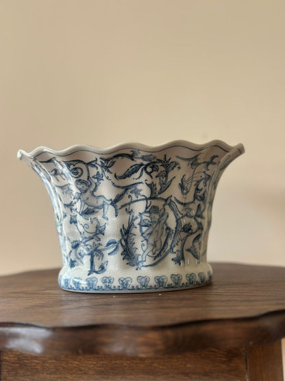 jardinière scallop top large vintage planter vase French