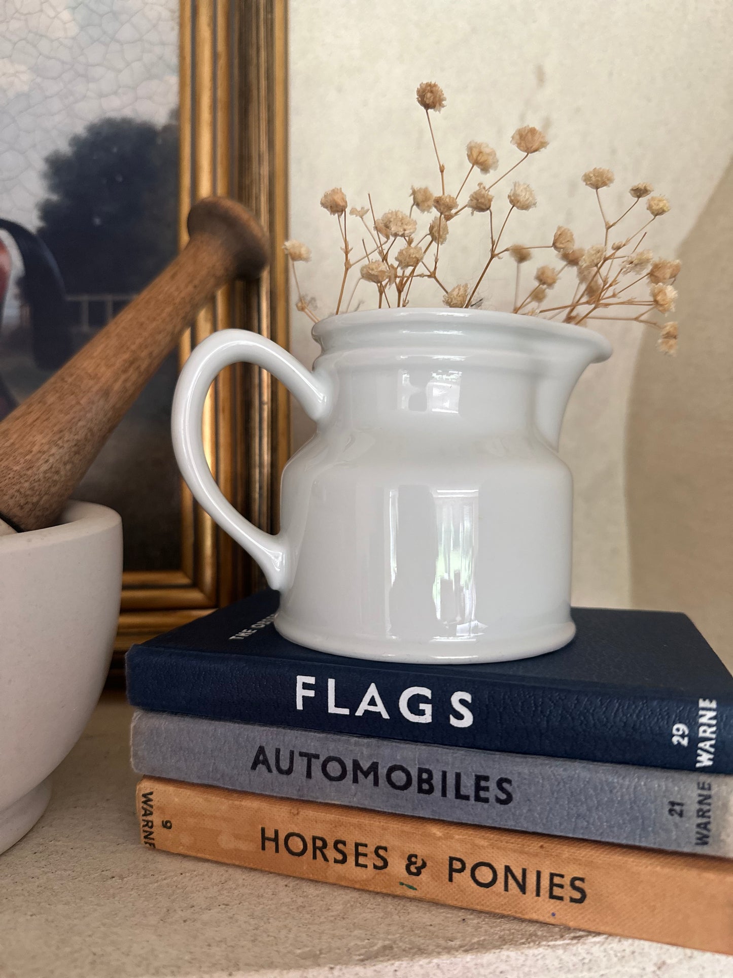 Vintage French milk jug blue & white