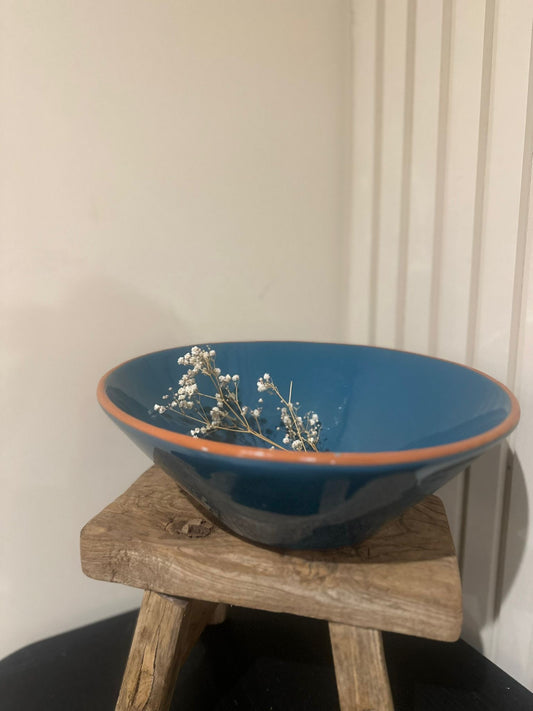 vintage studio pottery turquoise dairy bowl