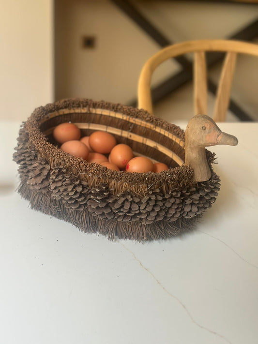 vintage folk art duck basket