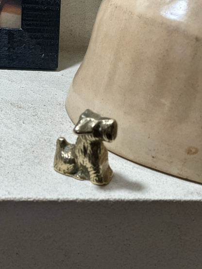 schnauzer Scottie dog brass paperweight vintage