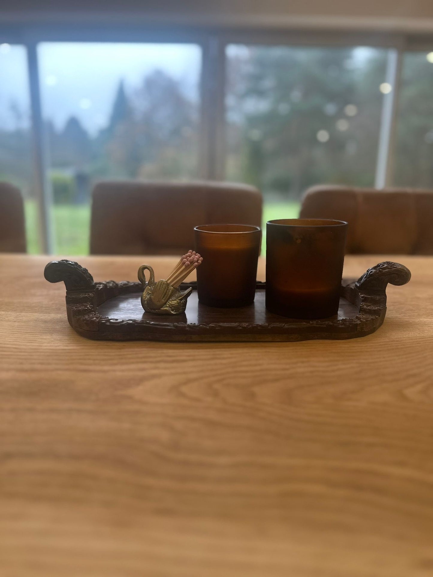 Vintage hand carved wooden tray