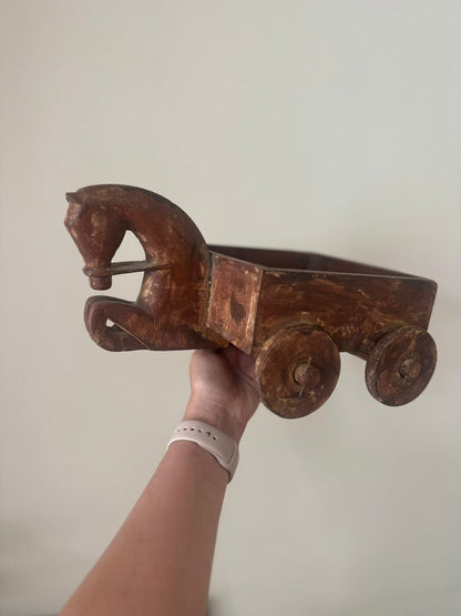 folk art horse coffee table - shelf styling piece