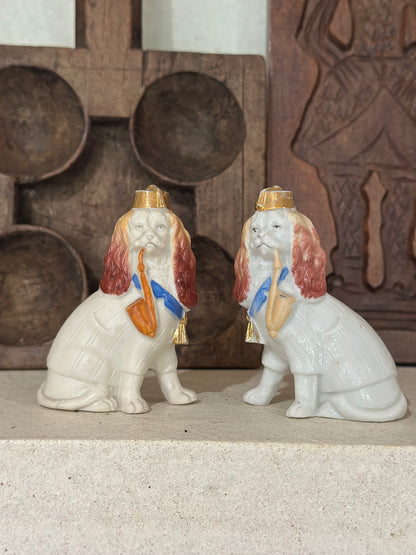 Pair of Rare wally dogs with pipe & fez hat