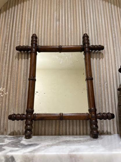 Medium vintage French bamboo mirror
