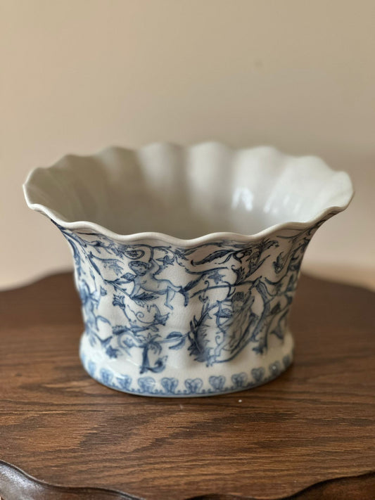 jardinière scallop top large vintage planter vase French