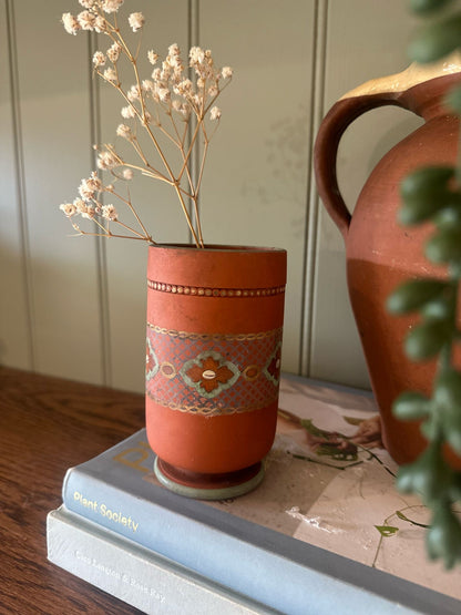 vintage Greek tumbler hand painted