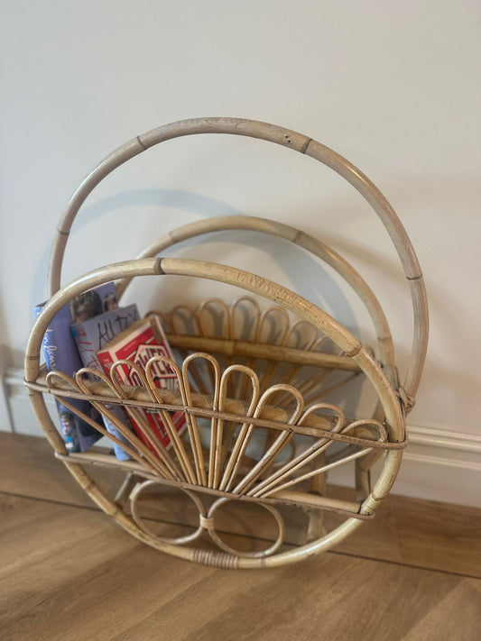 bamboo magazine book rack mini library mid century