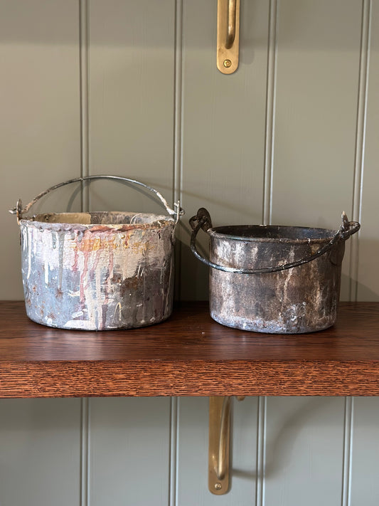2 x vintage painters pots tins