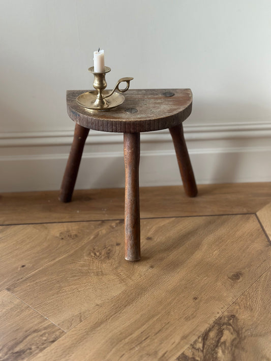 Vintage French half moon stool hand made