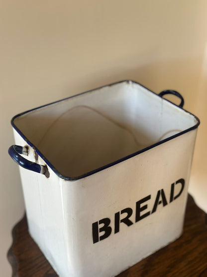 Large enamel bread bin vintage styling bread making sourdough