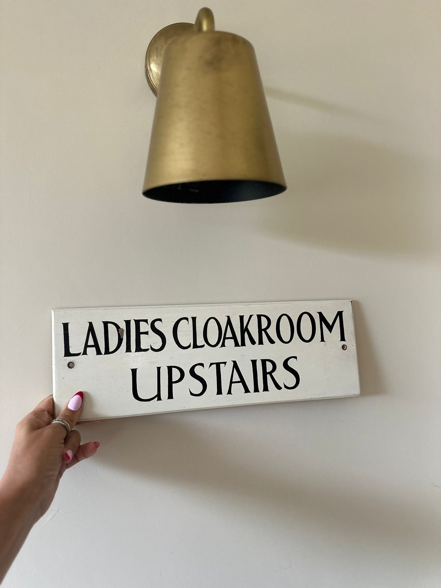 Ladies cloakroom toilet sign sign written board vintage pub signage