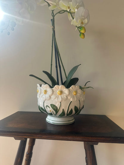 large vintage daisy footed planter Portuguese