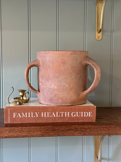 English Devon hand thrown triple handle planter - inside glaze