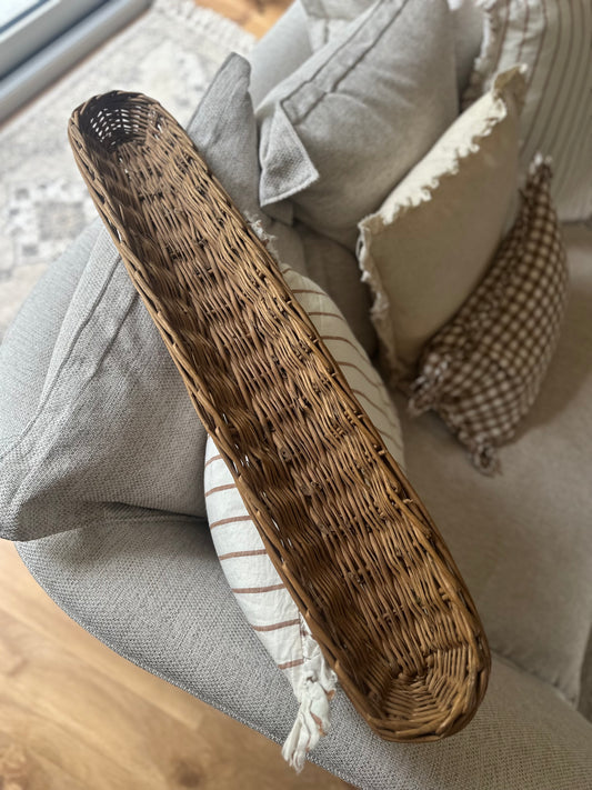 French wicker baguette basket vintage