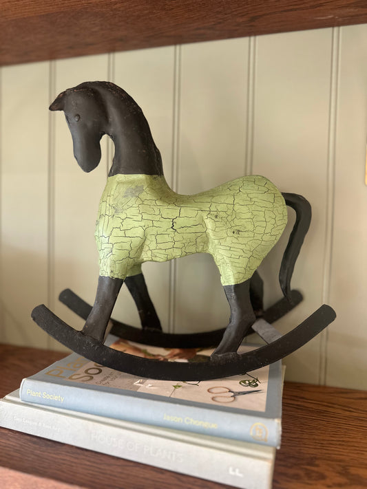 Vintage iron rocking horse styling piece