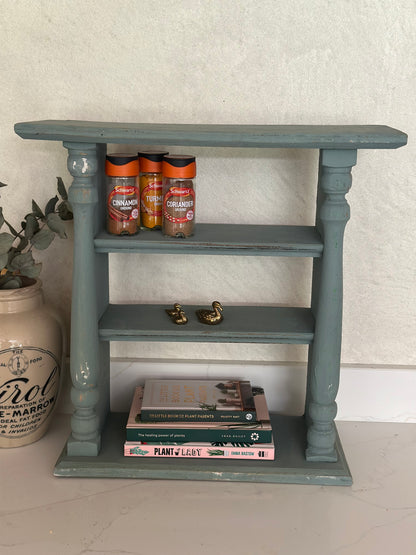 Vintage French Chippy blue shelf unit bathroom / kitchen