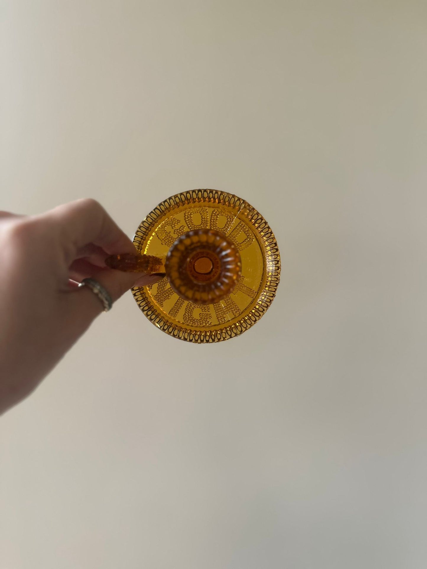 Vintage amber glass chamber stick