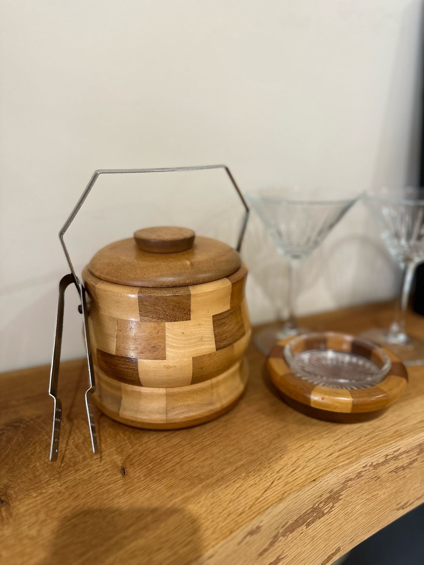 midcentury Cambridge ware ice bucket & nibble dish