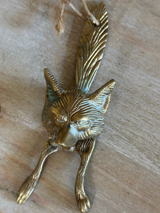 Vintage brass fox door knocker
