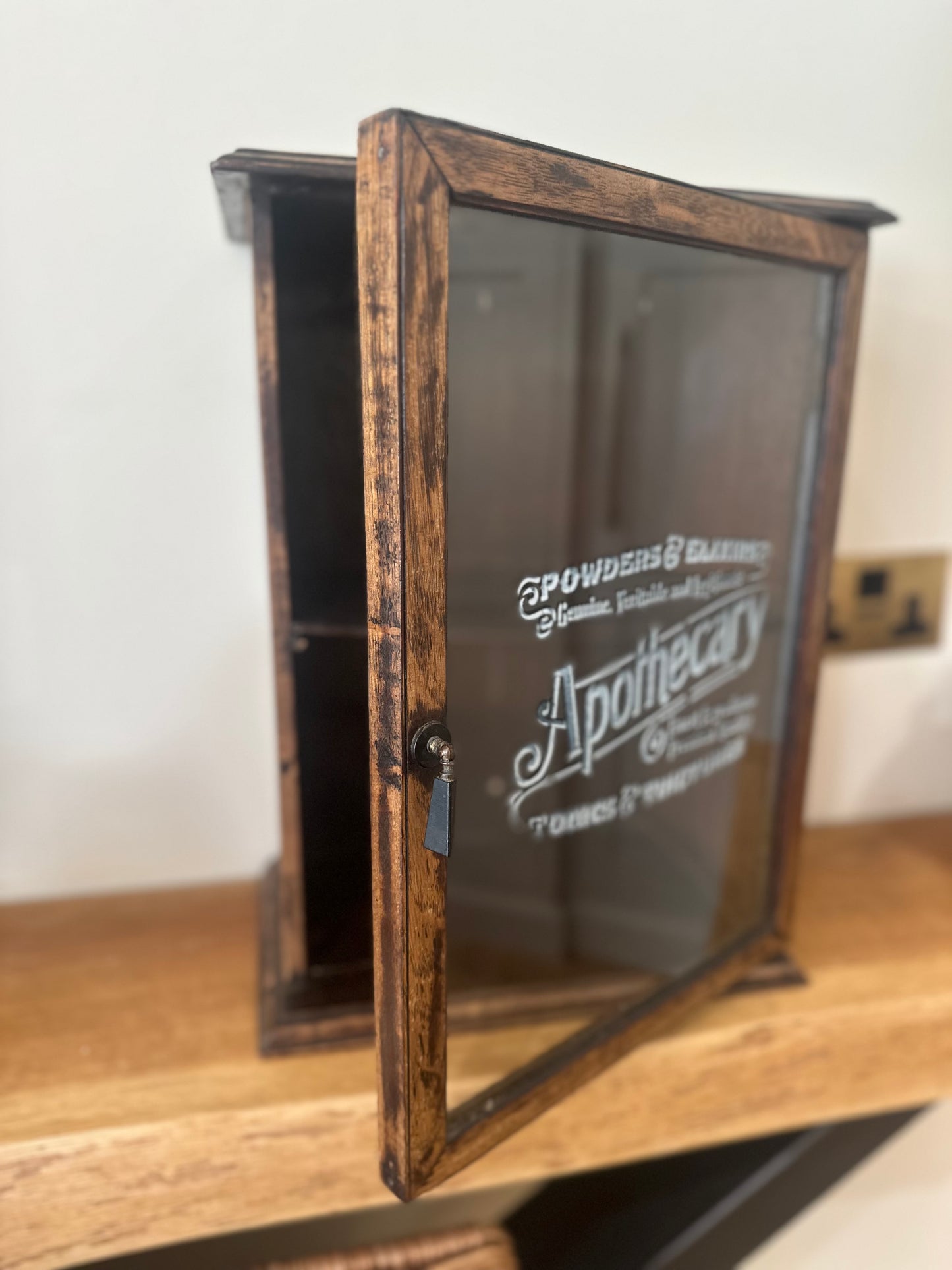 Apothecary sign written cabinet - Rare