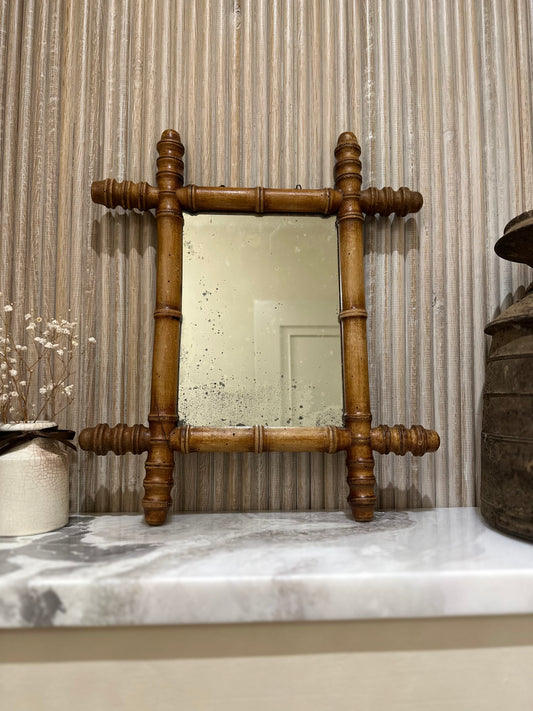 Small vanity French bamboo mirror vintage